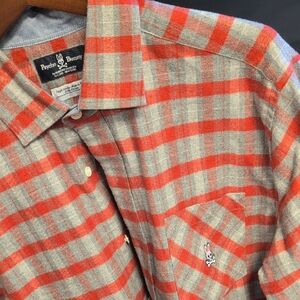 Psycho Bunny Red and Gray Checkered Men's Shirt